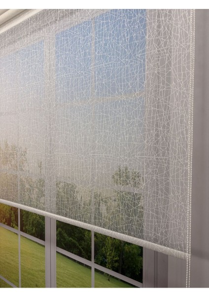 Olympos Serisi – Kırçıl Desenli Çift Mekanizmalı Beyaz Tül Beyaz Stor Perde modelleri