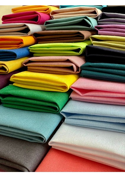 Renkli Düz %100 Pamuk Kumaş Seti – 50 Adet 20X20 cm Patchwork ve Dikiş Için