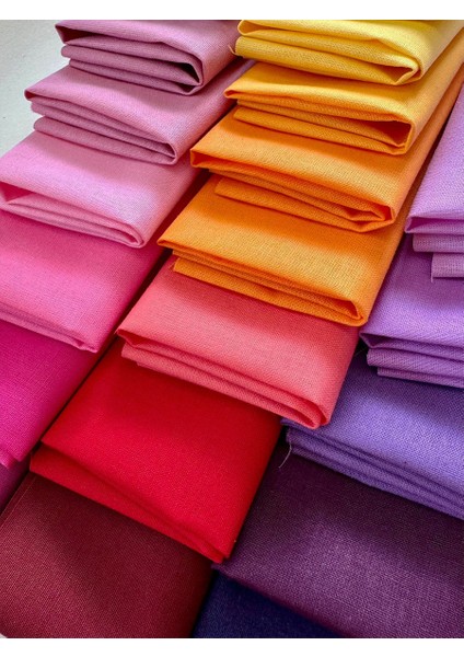 Renkli Düz %100 Pamuk Kumaş Seti – 50 Adet 20X20 cm Patchwork ve Dikiş Için