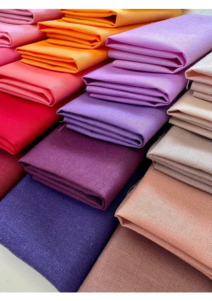 Renkli Düz %100 Pamuk Kumaş Seti – 50 Adet 20X20 cm Patchwork ve Dikiş Için