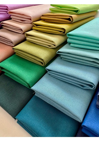 Renkli Düz %100 Pamuk Kumaş Seti – 50 Adet 20X20 cm Patchwork ve Dikiş Için
