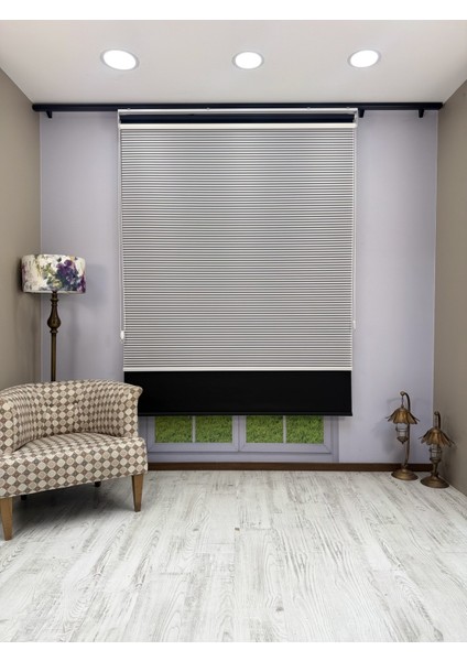 Luna Serisi Beyaz Tül Siyah Stor Perde Işık Kontrollü, Çift Mekanizmalı, Kolay Montaj indirimleri