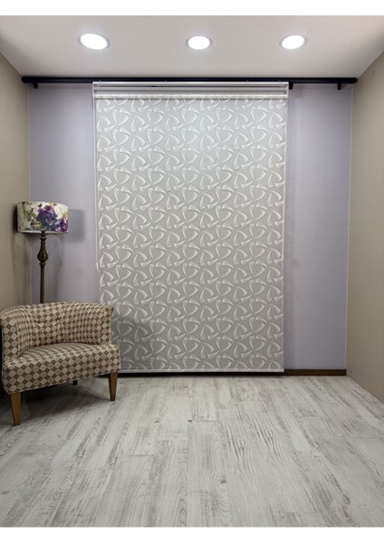 Nova Serisi – Üç Yaprak Desenli Çift Mekanizmalı Açık Gri Perde indirimleri