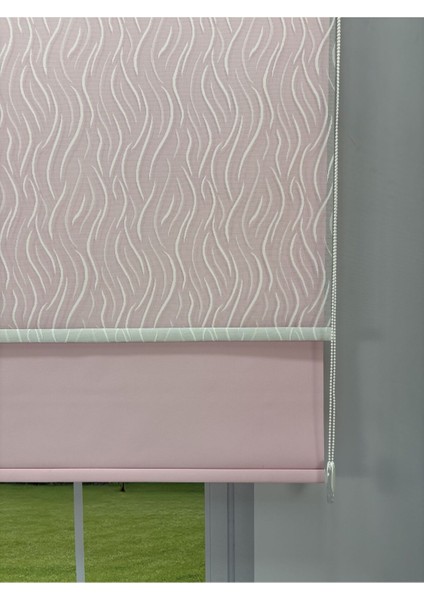 Eva Serisi – Su Yolu Desenli Çift Mekanizmalı Pembe Perde