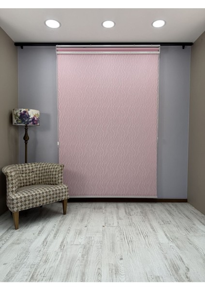 Eva Serisi – Su Yolu Desenli Çift Mekanizmalı Pembe Perde