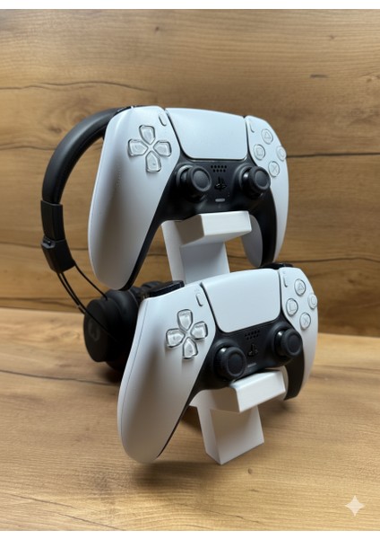 Ps5 Dualsense 2’li Oyun Kolu ve Kulaklık Standı | 3D Baskı Şık Dikey Tutucu (21.5X18X4 Cm)
