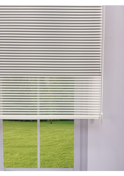 Luna Serisi Beyaz Tül Antrasit Gri Stor Perde Işık Kontrollü, Çift Mekanizmalı, Kolay Montaj fiyatları