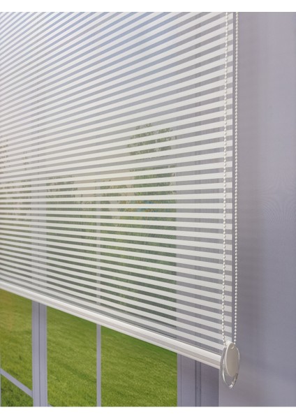 Luna Serisi Beyaz Tül Antrasit Gri Stor Perde Işık Kontrollü, Çift Mekanizmalı, Kolay Montaj modelleri