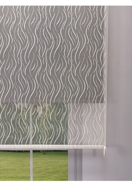 Eva Serisi – Su Yolu Desenli Çift Mekanizmalı Antrasit Gri Perde fırsatları