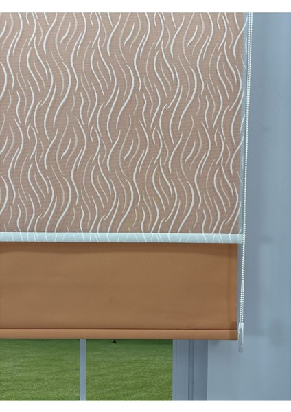 Eva Serisi – Su Yolu Desenli Çift Mekanizmalı Turuncu Perde