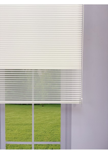 Luna Serisi Beyaz Tül Beyaz Stor Perde Işık Kontrollü, Çift Mekanizmalı, Kolay Montaj