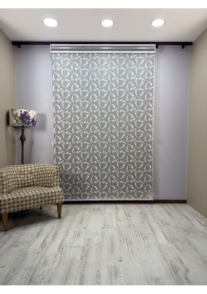 Nova Serisi – Üç Yaprak Desenli Çift Mekanizmalı Antrasit Gri Perde indirimleri