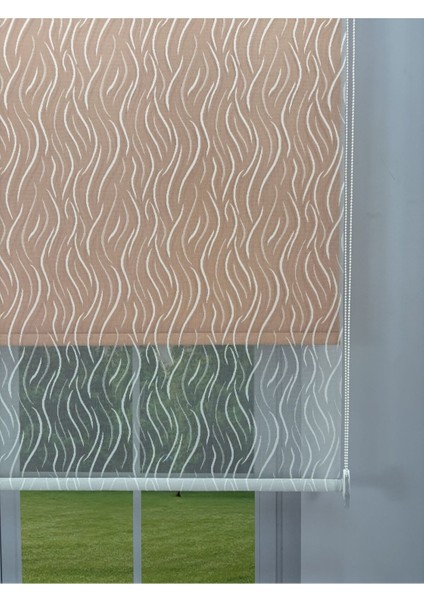 Eva Serisi – Su Yolu Desenli Çift Mekanizmalı Turuncu Perde fiyatları