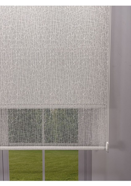 Olympos Serisi – Kırçıl Desenli Çift Mekanizmalı Beyaz Tül Açık Gri Stor Perde fiyatları