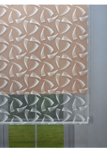 Nova Serisi – Üç Yaprak Desenli Çift Mekanizmalı Turuncu Perde fiyatları