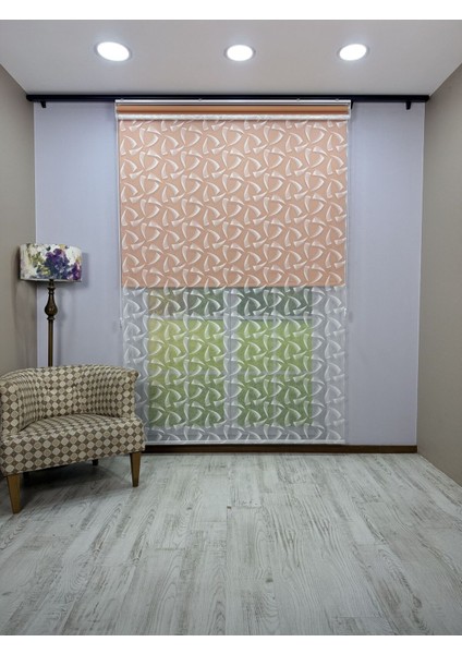 Nova Serisi – Üç Yaprak Desenli Çift Mekanizmalı Turuncu Perde fırsatları