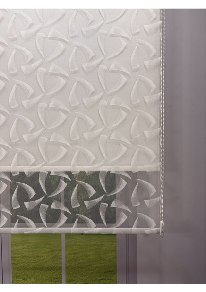 Nova Serisi – Üç Yaprak Desenli Çift Mekanizmalı Beyaz Perde