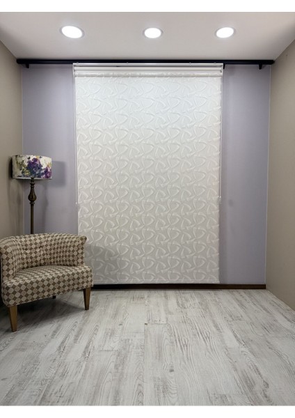 Nova Serisi – Üç Yaprak Desenli Çift Mekanizmalı Beyaz Perde indirimleri