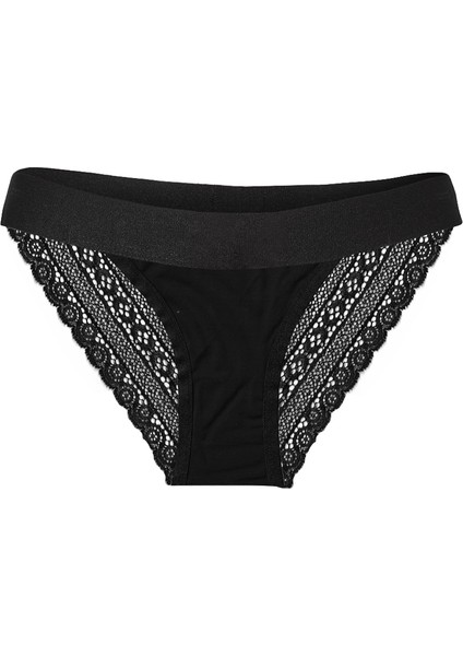 Perla Kadın Siyah Dantelli Slip Külot
