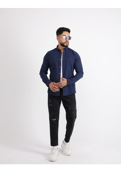 Flam Keten Rahat Kesim Günlük Erkek Gömlek