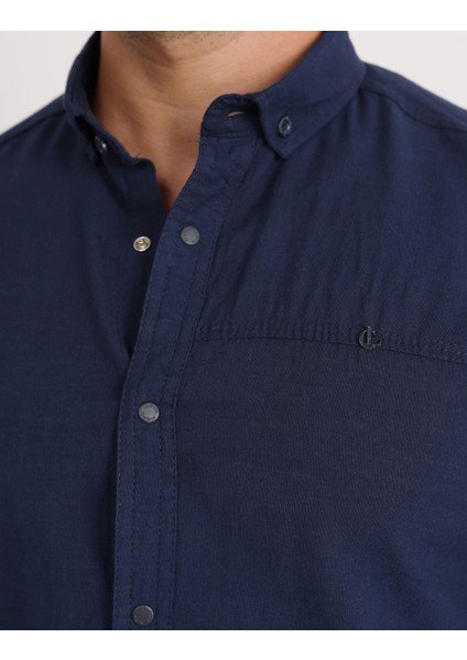 Flam Keten Rahat Kesim Günlük Erkek Gömlek