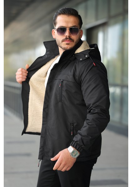 Erkek Kürklü Kışlık Mont Su ve Rüzgar Geçirmez