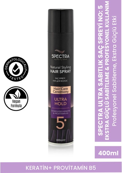 Ultra Sabitlik Saç Spreyi No: 5 – Ekstra Güçlü Sabitleme & Profesyonel Kullanım