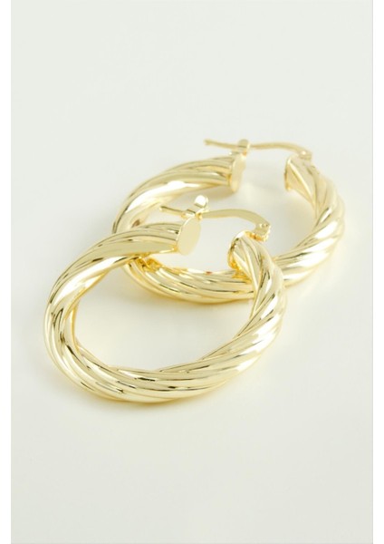 Resveq Sarmaşıklı Halka Küpe 3, 5 Cm-Sarı