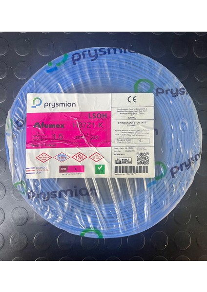 Prysmıan Orjınal H07Z1-K Mavi1,5 mm Kablo 200MT