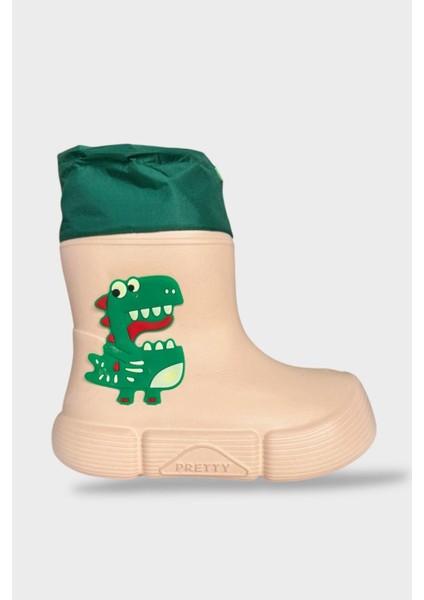 Çocuk Kışlık Su Geçirmez Yağmur Botu Bej