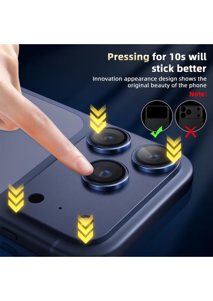 iPhone 17 Pro Max Uyumlu Çerçeveli Tam Koruma Lacivert Kamera Lens Koruyucu modelleri