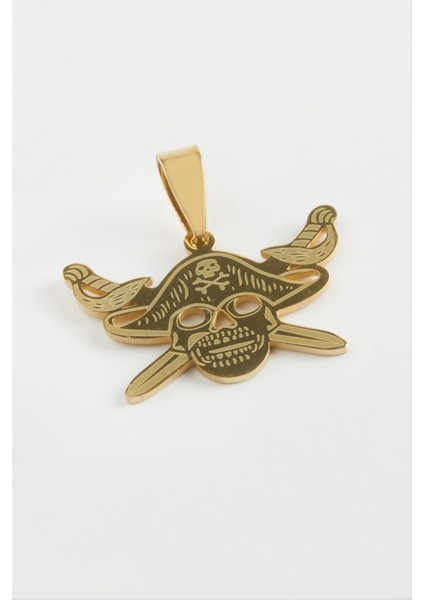 Resveq Kılıç Kuru Kafa Çelik Kolye Ucu 3 Cm-Sarı