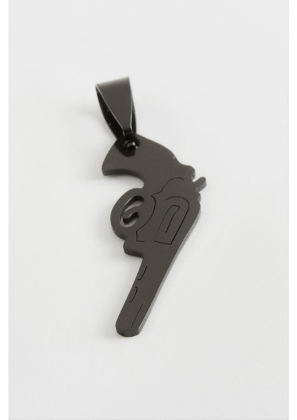 Resveq Silah Çelik Kolye Ucu 4,5 Cm-Siyah