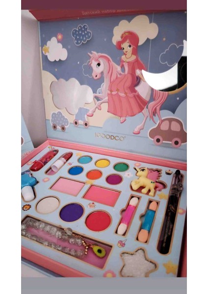 Çocuk Makyaj Seti “unicorn ve Prenses” – Far Paleti, Rujlar, Parlatıcılar, Bileklik, Stickerlar fiyatları