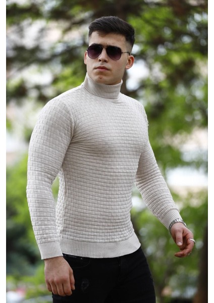 Erkek Krem Boğazlı Triko modelleri