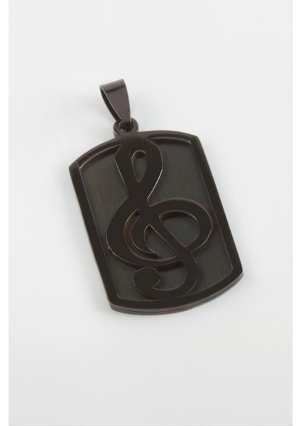 Resveq Sol Nota Çelik Kolye Ucu 2,5x4 Cm-Siyah