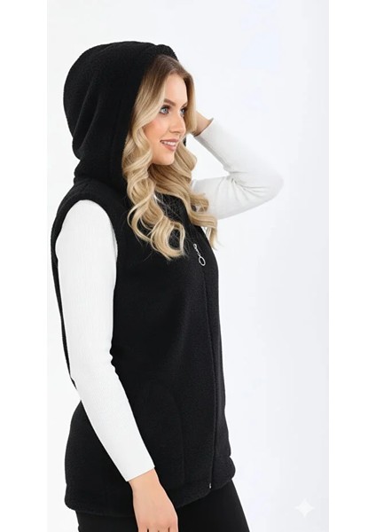 Kapüşonlu Kadın Polar Yelek modelleri