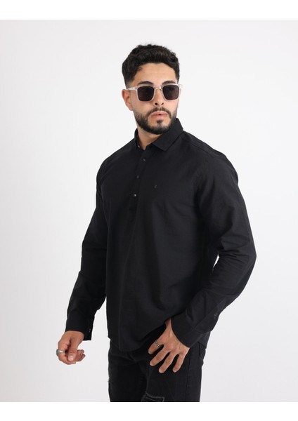 Flam Keten Günlük Minimalist Tarz Erkek Gömlek modelleri