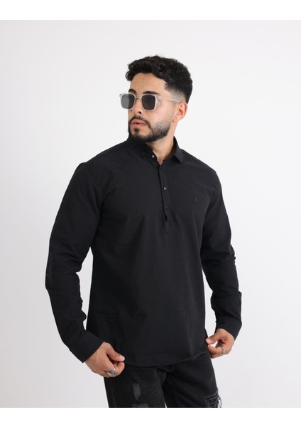 Flam Keten Günlük Minimalist Tarz Erkek Gömlek fırsatları