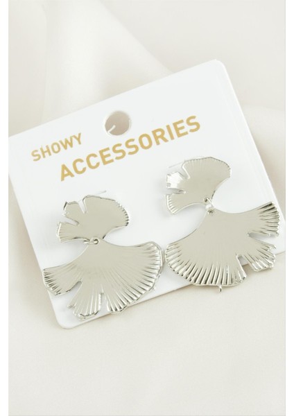 Resveq Çiçek Trend Metal Küpe-Gümüş Rengi