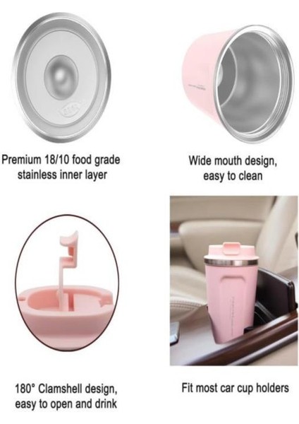 Paslanmaz Çelik Kahve Termos Bardak Matara 500 ml Pembe Renk – PKH-PJ-3549-L indirimleri