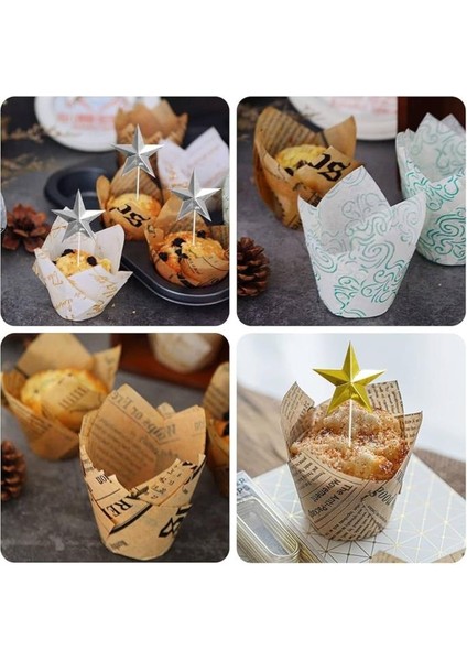 250 Adet Lale Muffin Kalıbı Kâğıt Kek Kapsülü Pişirme Kağıdı
