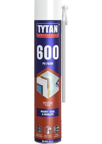 Tytan Polyfix 600GR Poliüretan Montaj Dolgu Köpüğü Professional Ses ve Isı Yalıtımı Pipetli Köpük
