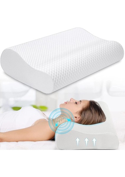 Ortopedik Visko Yastık 60X40 cm | Boyun Fıtığı Desteği