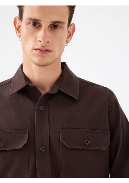 Uzun Kol Kahverengi Erkek Gömlek LF2036930 fırsatları