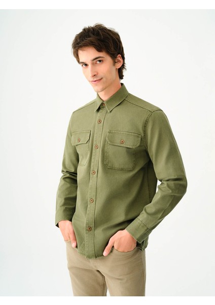 Uzun Kol Haki Erkek Gömlek LF2036930