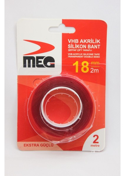 Çift Taraflı Bant- Akrilik Silikon Bant- Şeffaf Bant-2mt Çift Taraflı Bant