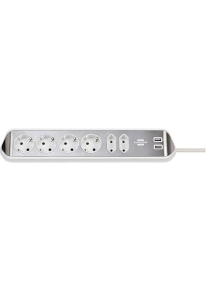 Estilo Köşe Priz Çubuğu 6'lı - Mutfak/ofis Için Paslanmaz Çelik Yüzeyli Masa Prizi (4 Topraklı, 2, 2 Usb) Gümüş/beyaz fiyatları