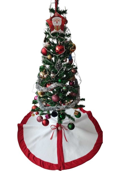 , Yılbaşı Çam Ağacı Altı Örtüsü, Çam Ağacı Ayak Halısı Örtüsü, Beyaz Renk, Peluş 80 cm