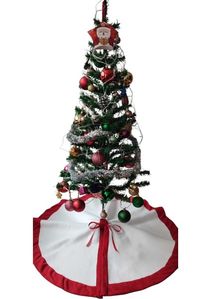 , Yılbaşı Çam Ağacı Altı Örtüsü, Çam Ağacı Ayak Halısı Örtüsü, Beyaz Renk, Peluş 80 cm